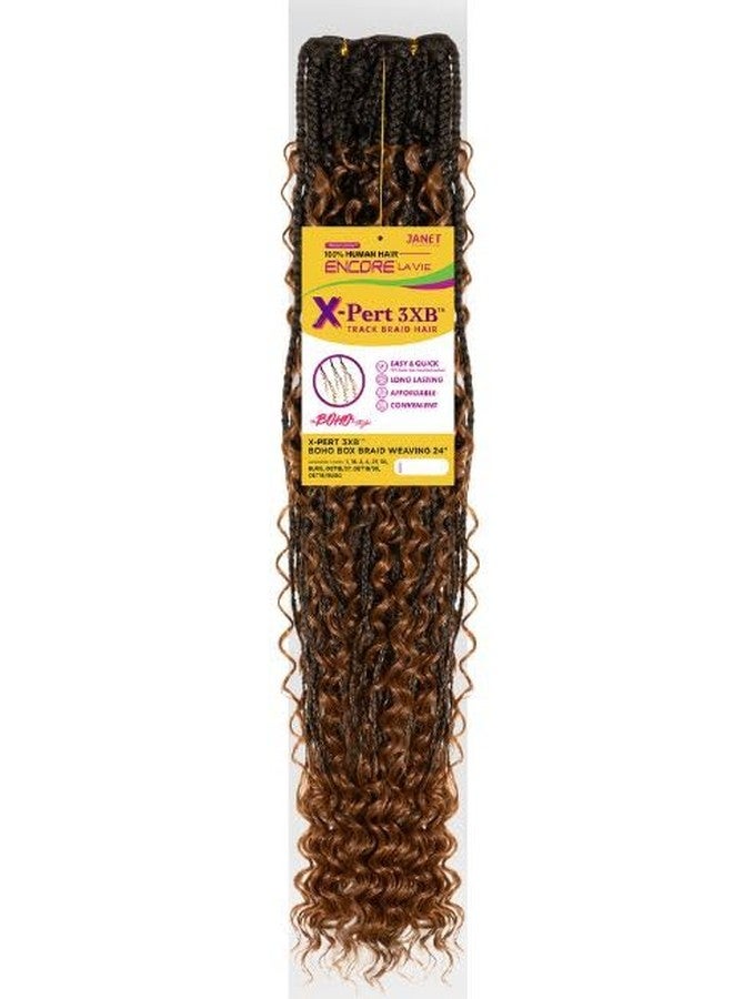 Janet Collection Human Hair Prime Unimix Encore Lavie X-Pert TRACK BRAID HAIR 3XB BOHO BOX BRAID Goddess curl ends WEAVING 24” (COLOR #1B) - Image 1
